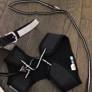 DOGO padded harness with leash & rhinestone collar